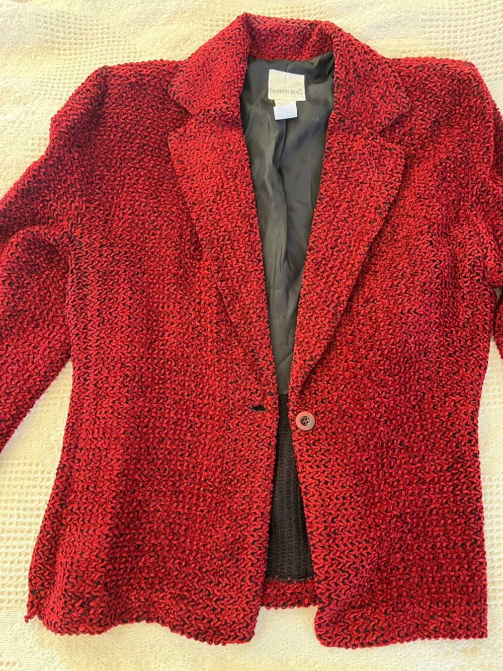 Fashion Bug Red Knit Blazer with Notch Lapel size large